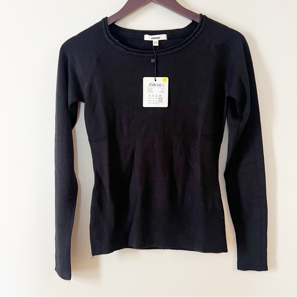 Koton Black Round Neck Pullover Lightweight Sweater NEW Size XS